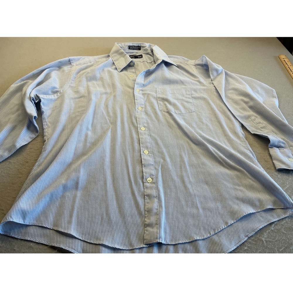 Botany 500 Vintage Striped Button Down Shirt Blue White 16.5 32/33 Mens Business